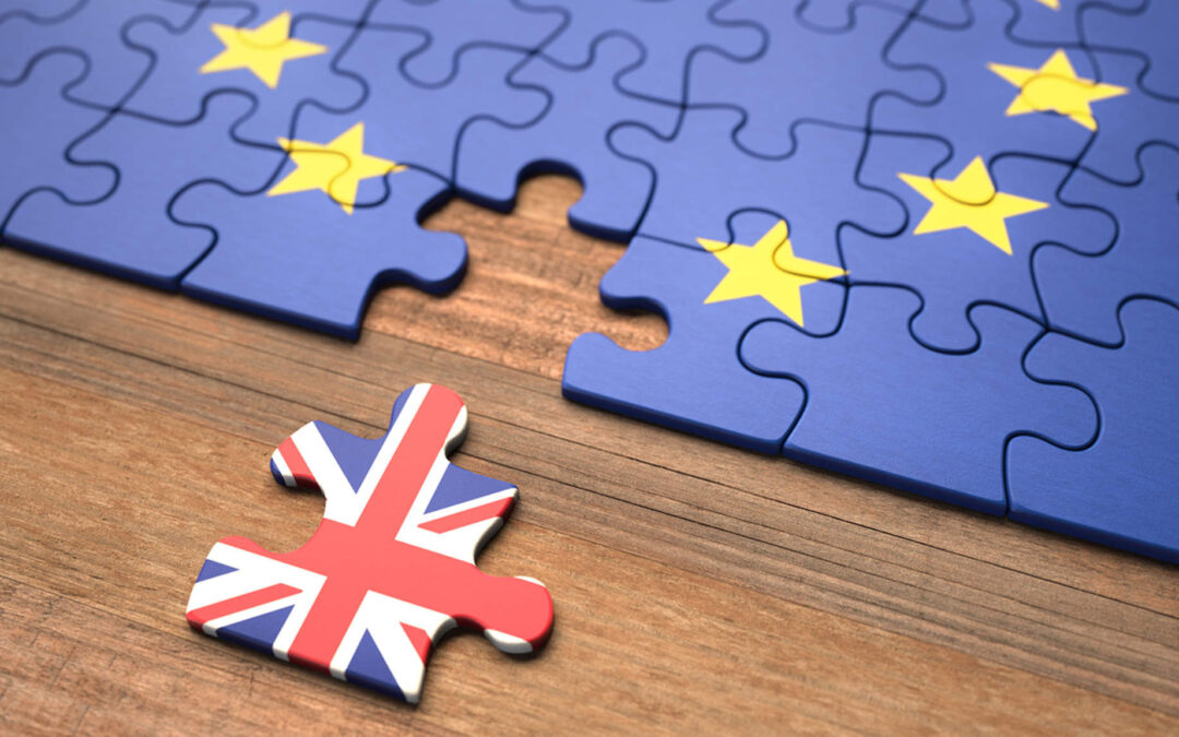 Brexit image of uk as jigsaw piece trying to fit into european jigsaw