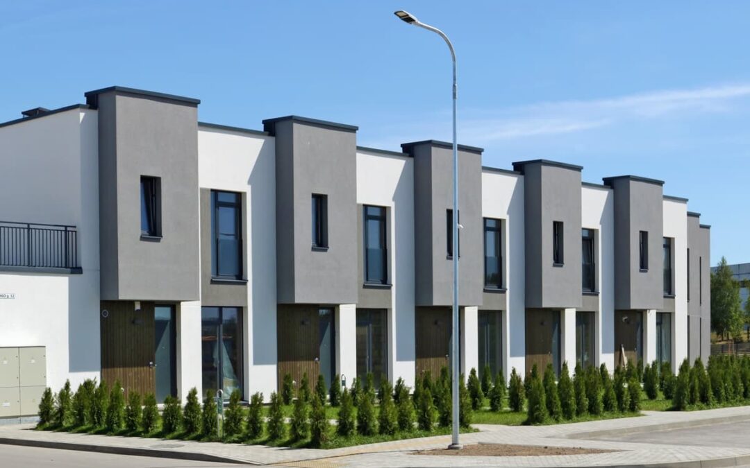 a row of modular homes
